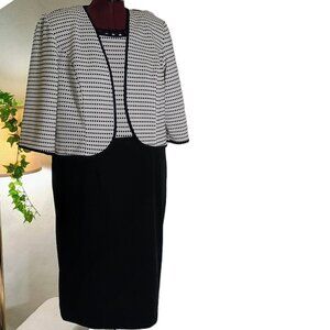 EUC: Maya Brooke Sze 16W Black & White Jacket Dress